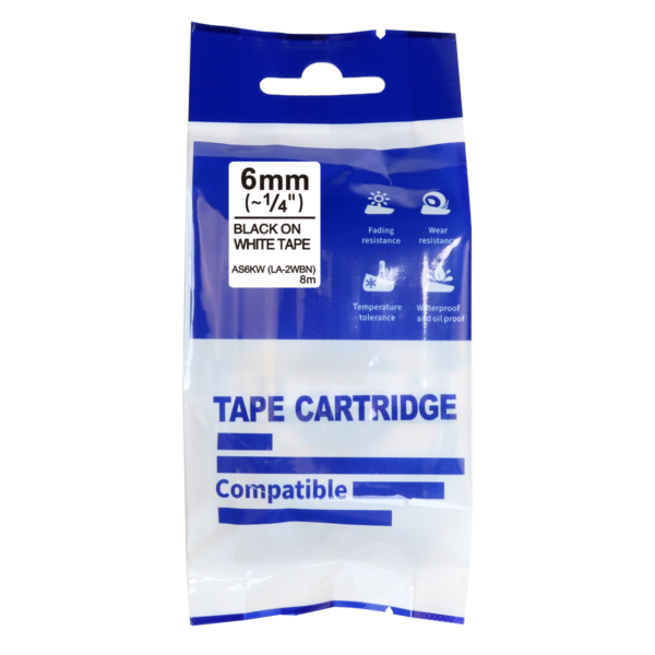 SBT tape for Epson LK2WBN 6mm x 8m Black on White, standard label - Image 3